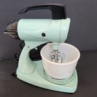 Sunbeam Mixmaster Turquoise Aqua Model 12 With Fireking Ware Bowl For Sunbeam