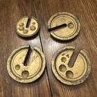 4 Antique Cast Iron Platform Scale Round Slotted Balance Weights Vtg Read Pounds
