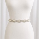 Bridal Pearl Rhinestone Belt Sash Wedding Dress Crystal Ivory Waist Belt