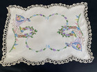 Gorgeous Vintage Hand Embroidered Crinoline Linen Centrepiece