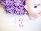 Vintage  Doll  Earrings Pink Glass 2 Pair Made In Japan Bleuette   Antique