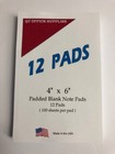 Note Pads   Memo Pads-  4    X 6    - 100 Sheets Per Pad  - 12 Pads