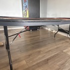 Foldable Poker Table Black Orange With Cup Holders And Poker Layout