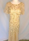 Ever Pretty Gold Sequin Embroidered Mesh Formal Gown Womens 16 Art Deco Nwt