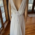   Beaded Ivory Chiffon Sleeveless V Neck Wedding Gown Bridal Dress Size 10 12