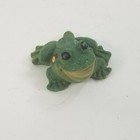 Vintage Froggie Figural Frog Wide Mouth Green Toad Spotted Yellow Statue 