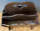 Vintage Wood Wooden Magazine Book Stand Holder Rack With Handle Mcm 20x13x8