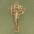 Vintage Crucifix Ihs Cross Jesus Ornate Filigree Brass Wall Hanging 9 5  H