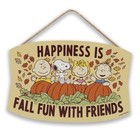Peanuts Happiness Is Fall Fun With Friends Hanging Wood Wall Decor Orange beige