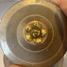 Antique Vintage Metal Powder Puff Music Box  Flower On Top- Annie Laurie