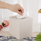 Square Linen Tissue Box Cover - Stylish Cube Tissue Box Holder With Magnetic    