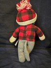 Dan Dee 12   Sock Monkey Plush Doll In Buffalo Check Shirt And Hat