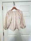 Emily Mccarthy Dallas Blouse Gold White Balloon Sleeve Reptile Print Size Small