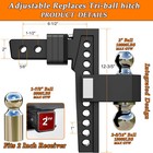Adjustable Trailer Hitch Fit 2  Receiver 10  Drop Hitch Tri-ball Heavy Duty