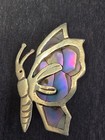 Vintage Mexico Sterling Silver Abalone Butterfly Brooch Taxco Style Inlay Pin