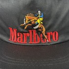 Vintage 90 s Marlboro Snapback Cowboy Bucking Horse Rodeo Black Hat Embroidered
