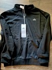 Large-alo Men   s Black 2-piece Fleece Tracksuit Zip Mock Neck Jacket Pants
