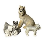 Schnauzer Dog Figures Statue Collection Lot Of 3 Resin Ceramic Playful Fur Baby