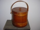 Vintage Wood Sewing Basket With Lid Brown