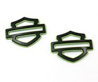 2pcs Set Gloss Black Red Double Layer Cvo Custom Tank Emblems - Black Green