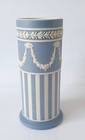 Wedgwood Blue On White Jasperware Spill Vase
