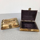 Vintage Camel Bone Brass Trinket Jewelry Box Set Of 2 Velvet Lined 5x4x2  Hinged