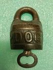 Antique 1890 s Brass Bull Dog Miller Lock Co Barrel Padlock  Working With Key   