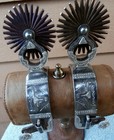 Steer Head Copper Flower Dbl  Mounted Cowboy Buckaroo Horse Spurs Big Rowels
