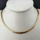 Vintage Avon Necklace Gold Tone Flat Chain Reversible Textured Polished 80s 16   