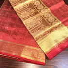 Indian Women s New Brocade Artificial Silk Sari Saree Deep Red W golden Border