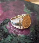 14k Solid Gold Ring Men W  22k Solid Gold  Real Mexican   2  1 2  Pesos   0 12 C