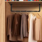 2pcs Wall Mount Pipe Clothes Rack Heavy Duty Black Garment Hanging Bar 4pcs Hook