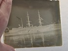 Antique Glass Plate Negative Training Ship    mohegan    Maritime Harbor Photo C1900