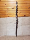 Hand Carved Shaman Totem Staff Walking Stick Tribal Faces   Snake Like Wrap 