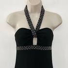Vtg Y2k Womens Dress 4 Black Drapey Halter Beads Babydoll Lbd Cocktail 90s Chic