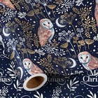  Reversible Wrapping Paper Roll - Mini Roll - Navy 17 In X 32 8 Ft Xmas Owl