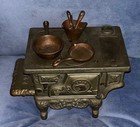 Vintage  Eagle  Cast Iron  Toy  Model Stove  With Accessories