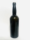 Antique Black Glass Spirits  pirate    Bottle - Indentations - Dark Olive - 9 50   