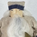 Primitive Santa Doll 14 5  Handmade Felt Coat Blue Trim Tree Farmhouse Christmas