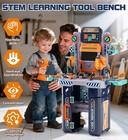 Kids Tool Bench With Electric Drill And Construction Vehicles  2-in-1 Workbench