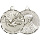 Sterling Silver Large Holy Spirit Medal Pendant 24  Endless Chain Necklace