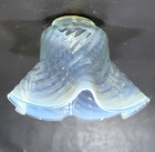 4x6  Opalescent Swirl Art Glass Lamp Shade Ruffled Antique Vintage 2-1 4  Fitter