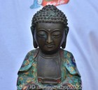 8 8   Old Chinese Buddhism Bronze Cloisonne Sakyamuni Buddha Statue Sculpture