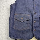 Vintage 70s Sherpa Vest Denim Medium Engraved Buttons Western Style 691249s