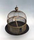 Hendryx Brass Bird Cage   Beehive Dome   Tabletop Pedestal Perch   Swing Vintage