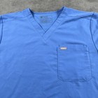 Figs Shirt Mens Xl  Blue Leon Three Pocket Scrub Top Short Sleeve V-neck Po 4907