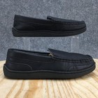 Myslippers Womens 9 Black Slip On Moccasins Leather Indoor Comfort Moc Toe