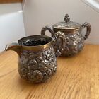 Victorian Simpson  Hall  Miller   Co  Repousse Quadruple Plate Sugar And Creamer