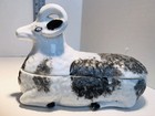 Antique Russian Imperial Kuznetsov Porcelain Porcelain Ram Design Covered Dish
