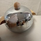 West Bend Penguin Aluminum Hot Cold Server Ice Bucket Bowl Vtg Wood Handles